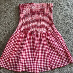 Hollister Red Gingham Strapless Romper